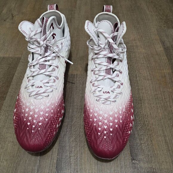 Under Armour Clone Blur Football Cleats White Red Maroon Size 15 – Lightweight - Picture 3 of 7